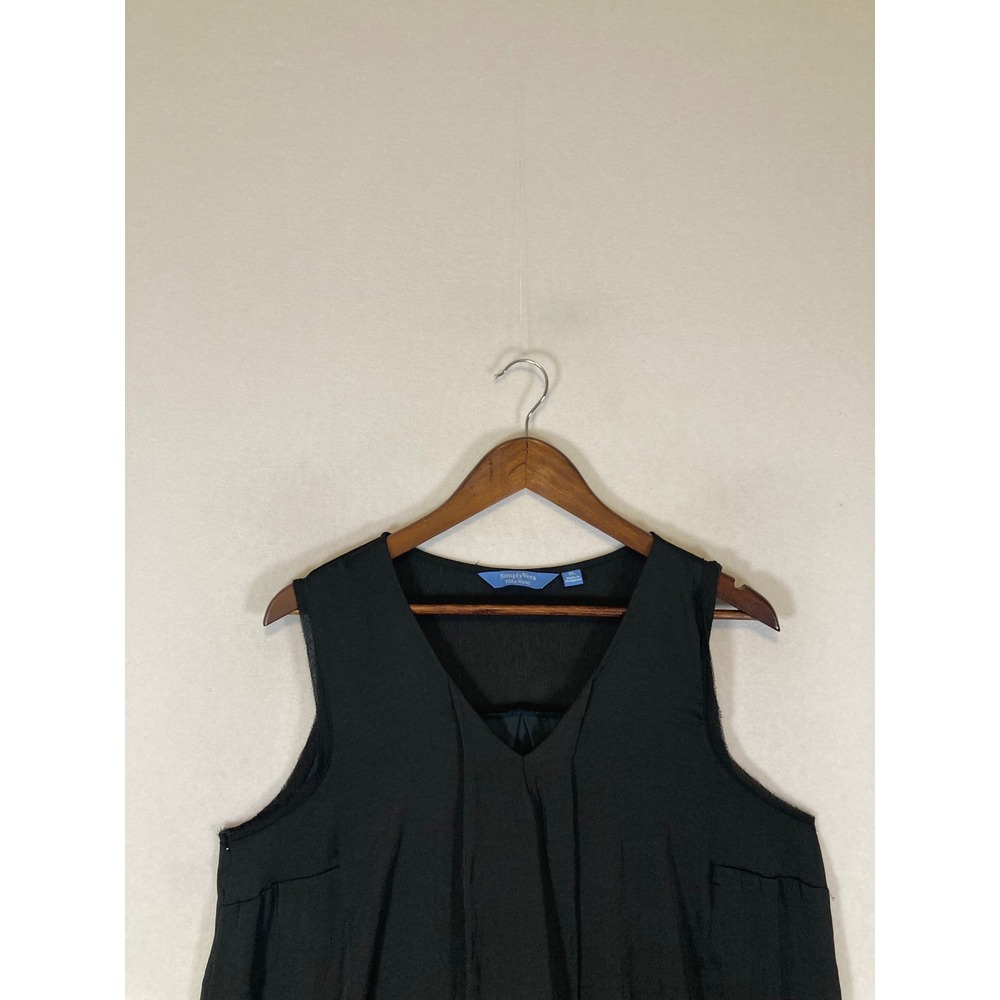 Chic Simply Vera Vera Wang Women XL Black Asymmetrical Drape V-Neck Blouse Top - Picture 8 of 10
